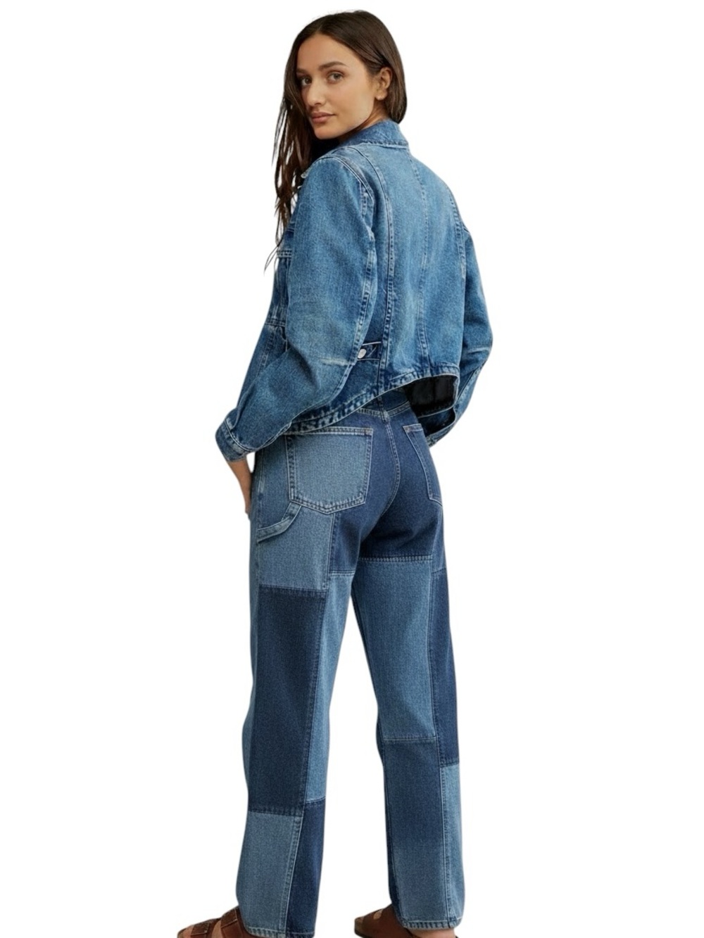Free People We the Free Jade Denim Jacket High Low Hem Distressed Womens Sz S